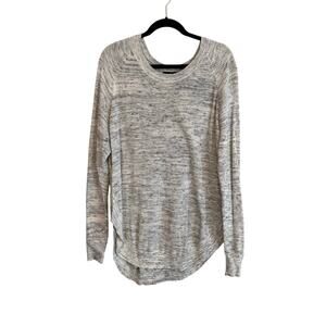 Lane Bryant Womens Gray Ribbed Trim Knit Long Sleeve Pullover Sweater 18/20